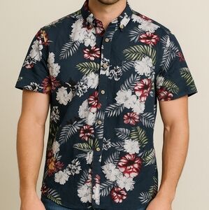 Denim & Flower Shirt M Tropical Slim Fit Blue